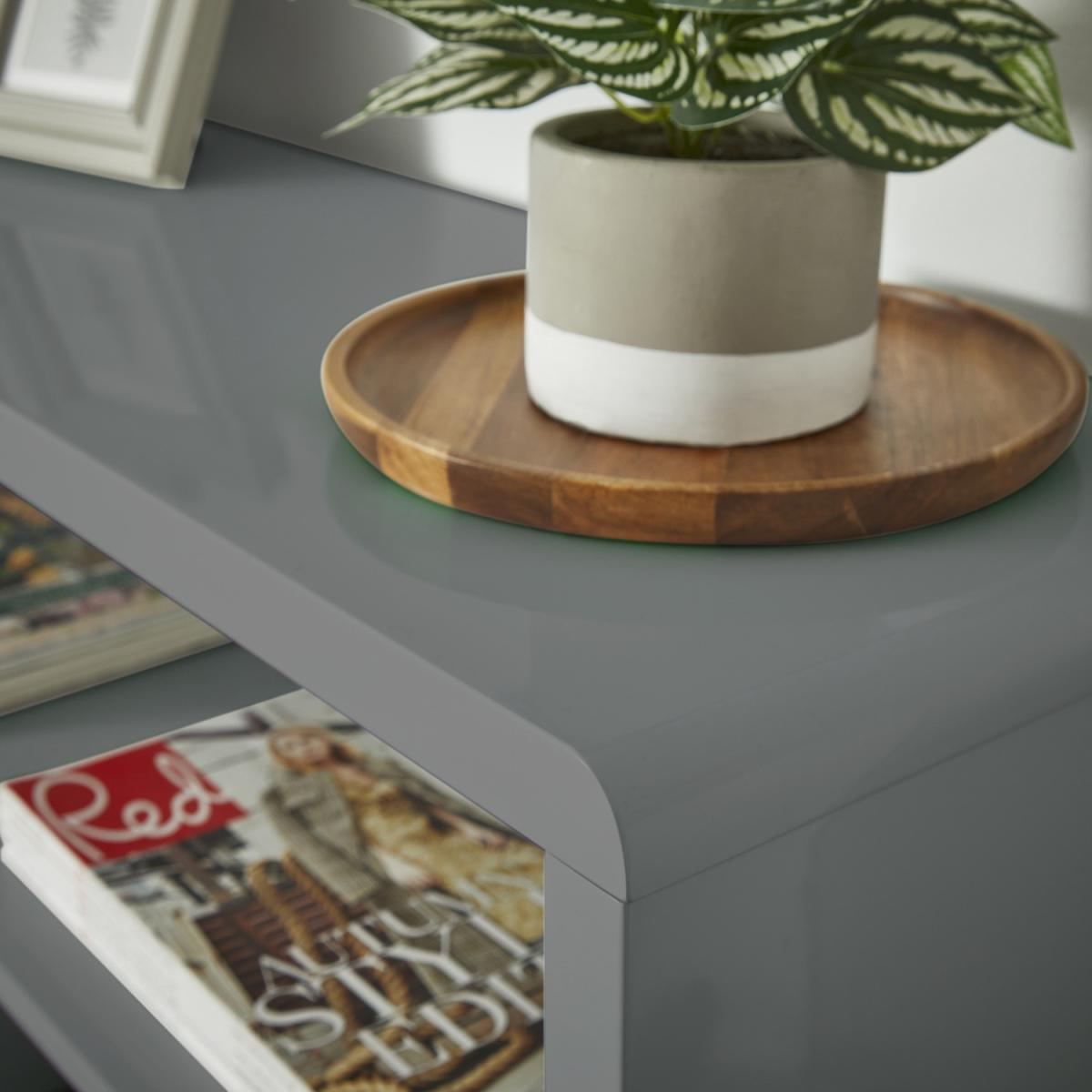 High Gloss Compact Console Table in Grey - Grey – image 3