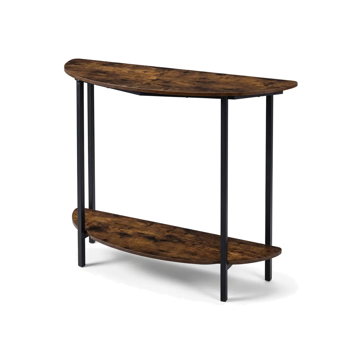 2 Tier Industrial Half moon Console Table - Brown – image 1