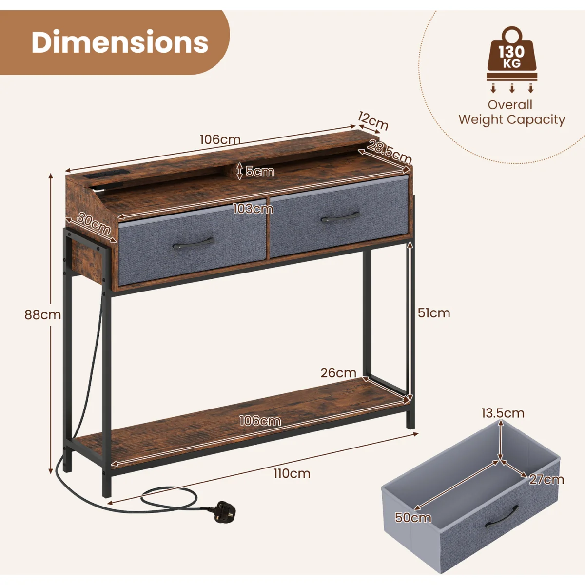 Industrial Console Table with Station – image 3