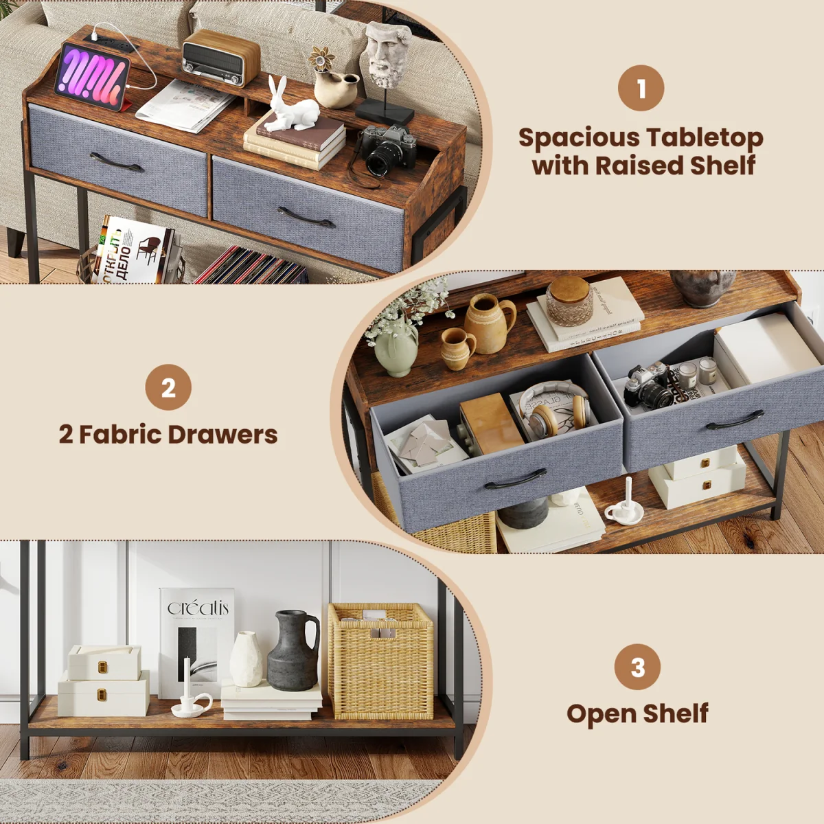 Industrial Console Table with Station – image 4