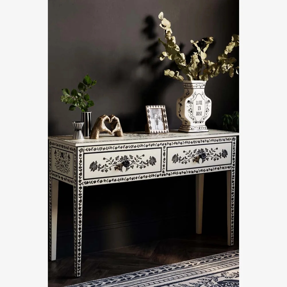Monochrome Rose Noir Console Table