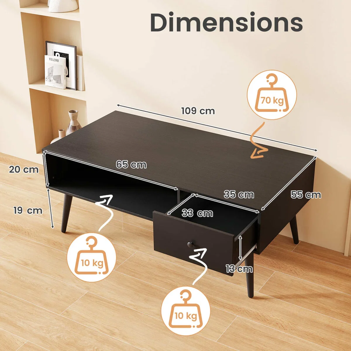 Costway Modern Coffee Table Simple Console Table - Black – image 9