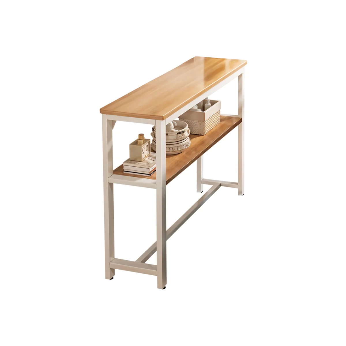 2-Tier Narrow Console Table - Oak – image 1