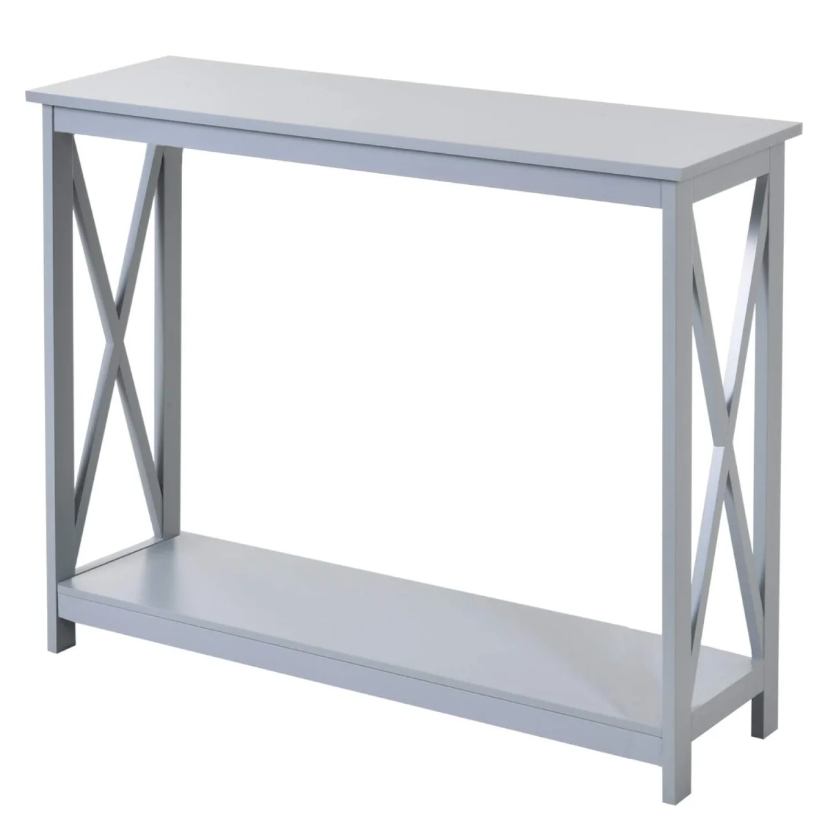 Reluba Grey X-Frame Console Table with Lower Shelf - 100 x 30 x 80.5 cm – image 3