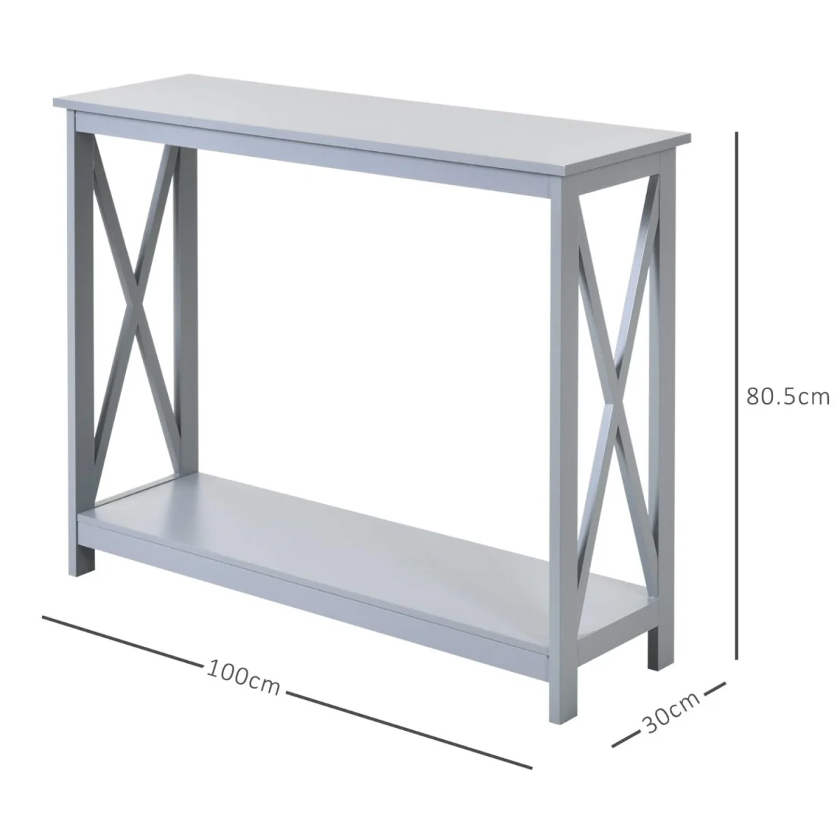 Reluba Grey X-Frame Console Table with Lower Shelf - 100 x 30 x 80.5 cm – image 4