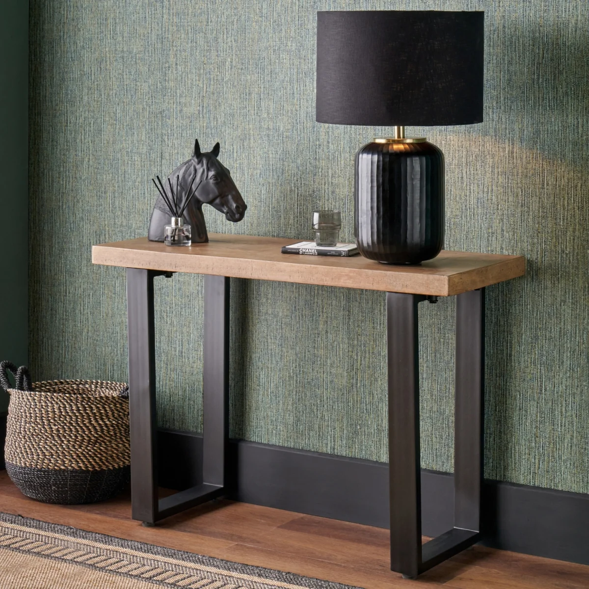Pahoja Mango Wood Console Table - Pahoja oak and black – image 1