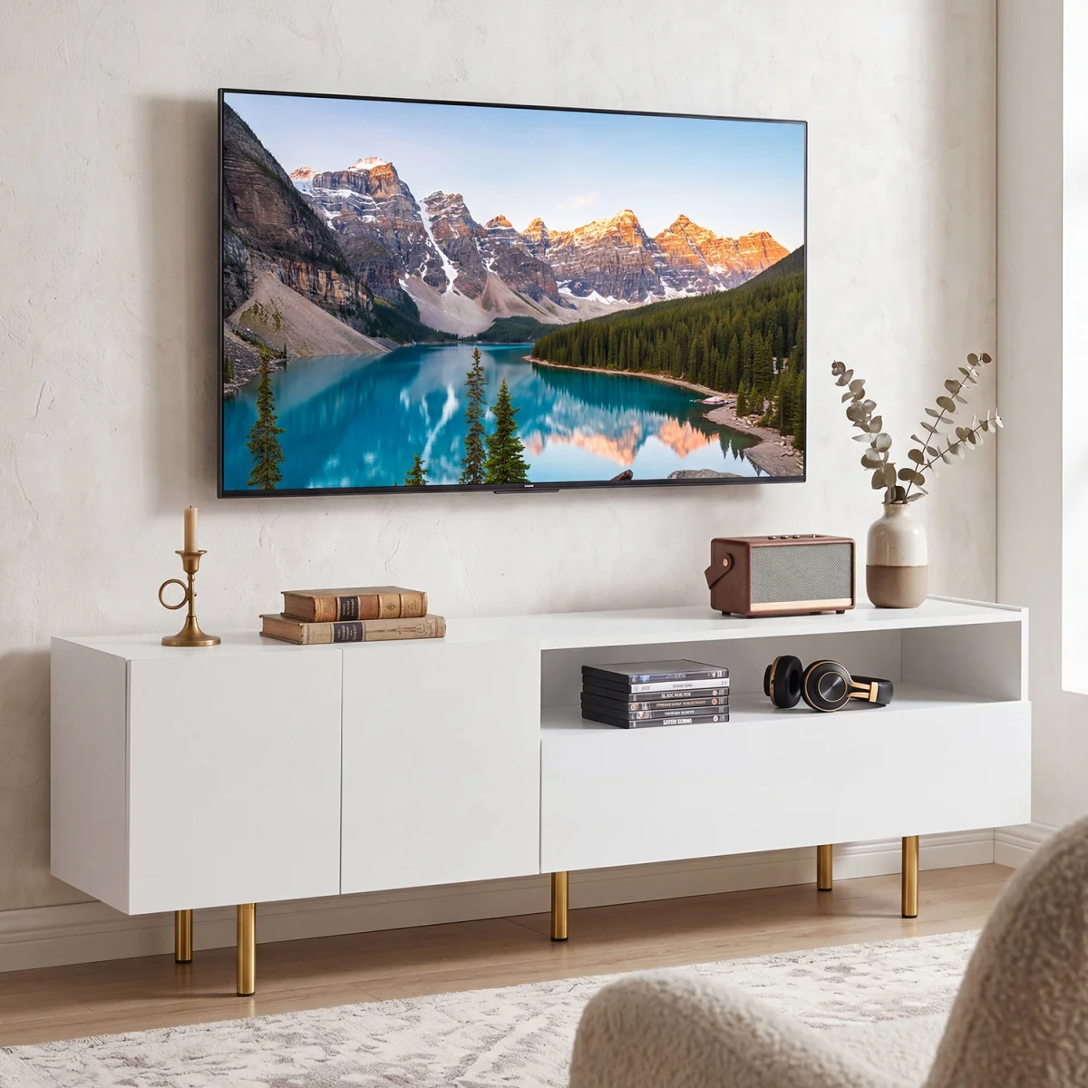 Media Console Table with 5 Metal Legs – image 3