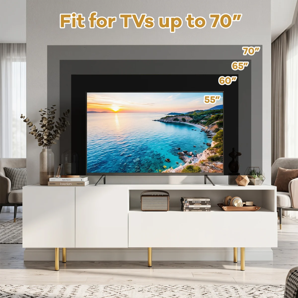 Media Console Table with 5 Metal Legs – image 4