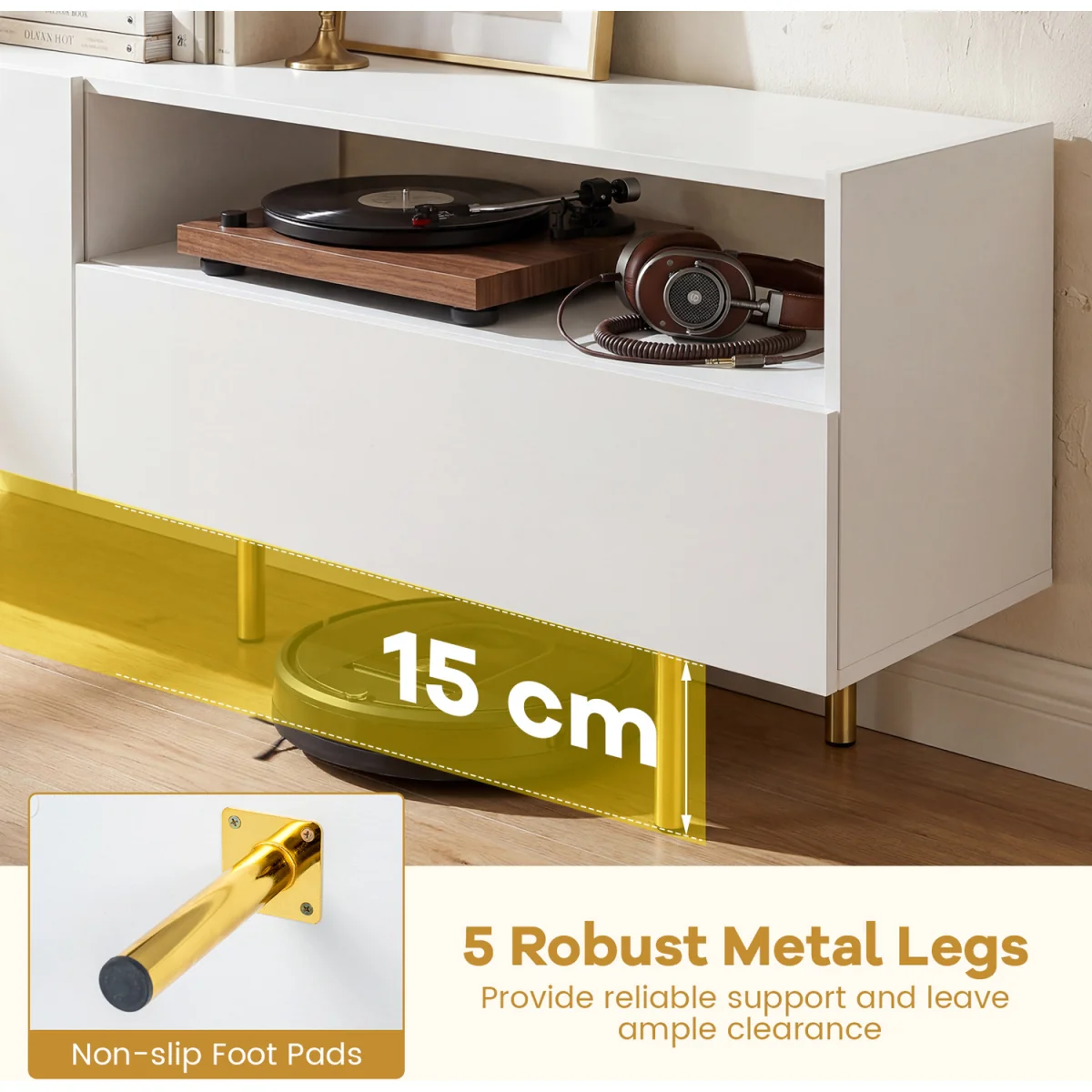 Media Console Table with 5 Metal Legs – image 5