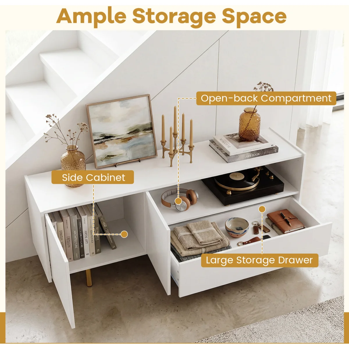 Media Console Table with 5 Metal Legs – image 6