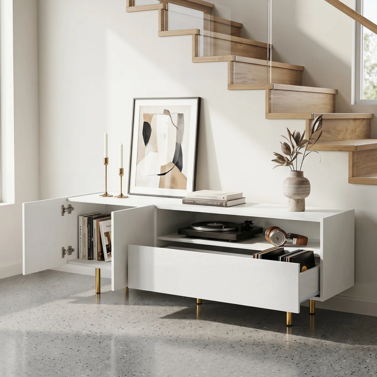 Media Console Table with 5 Metal Legs – image 7