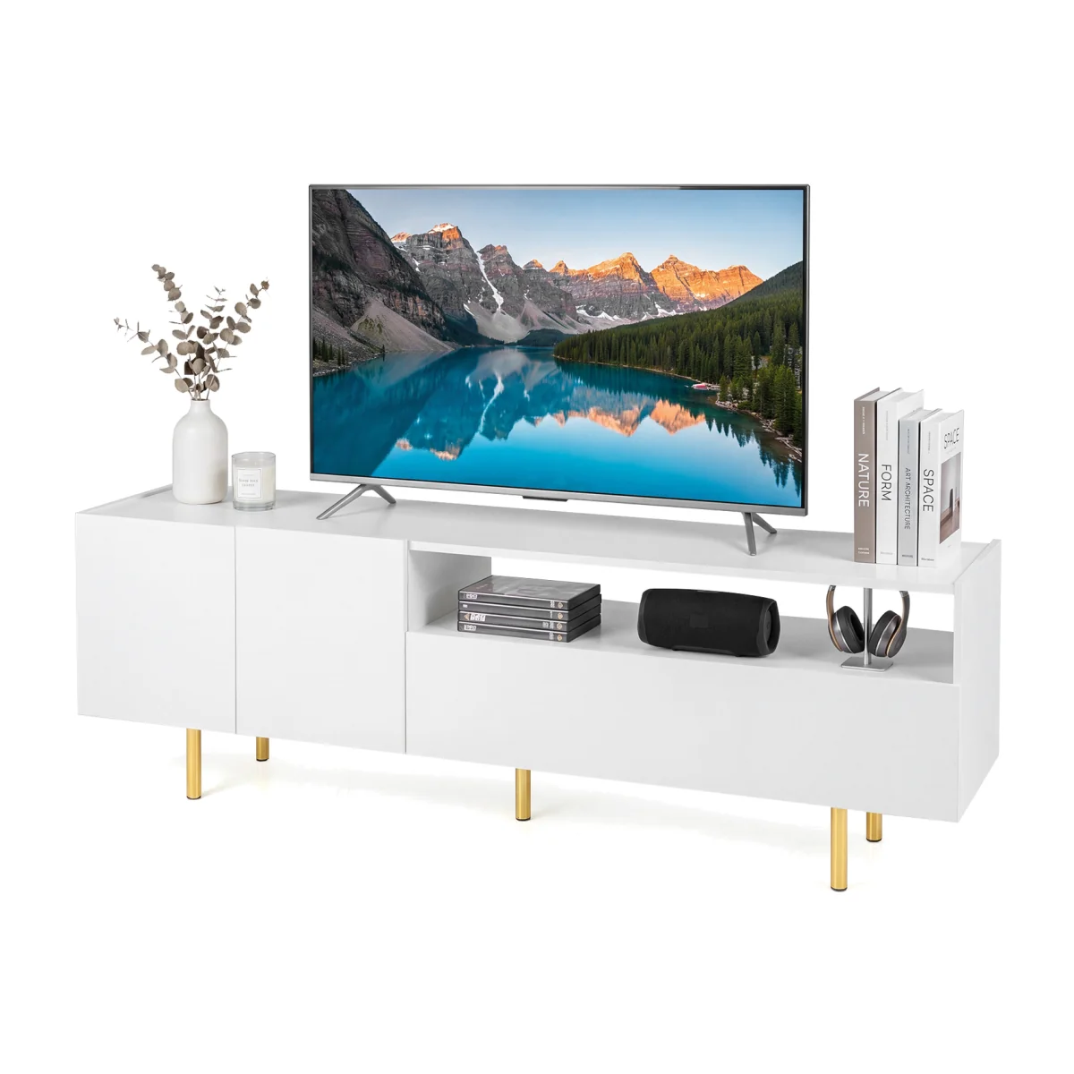 Media Console Table with 5 Metal Legs – image 1