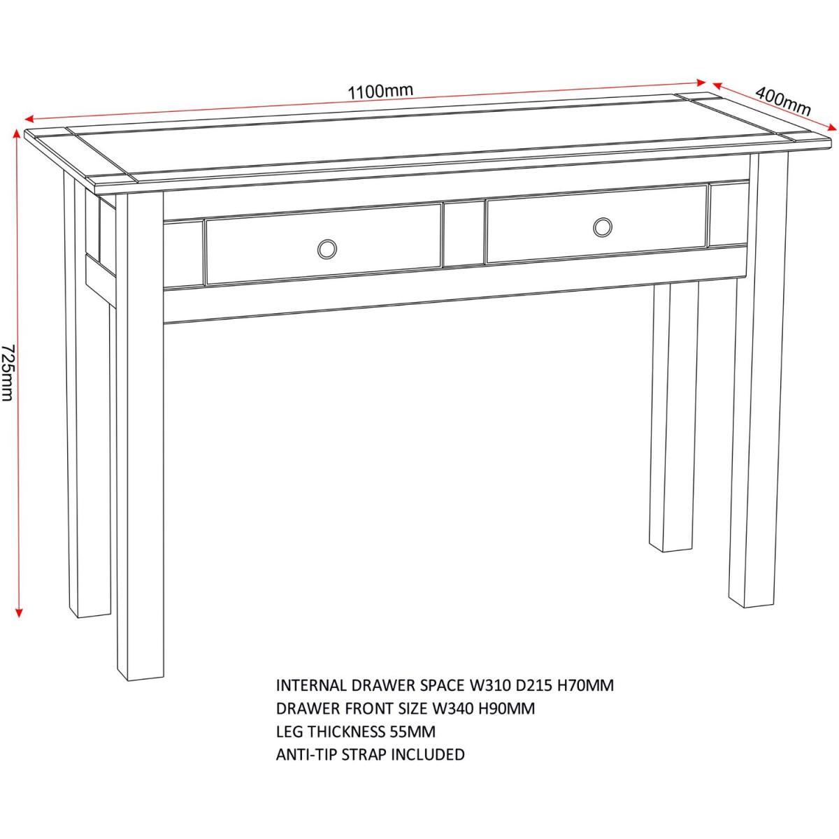 Panama Console Table 2 Drawer  - White – image 8