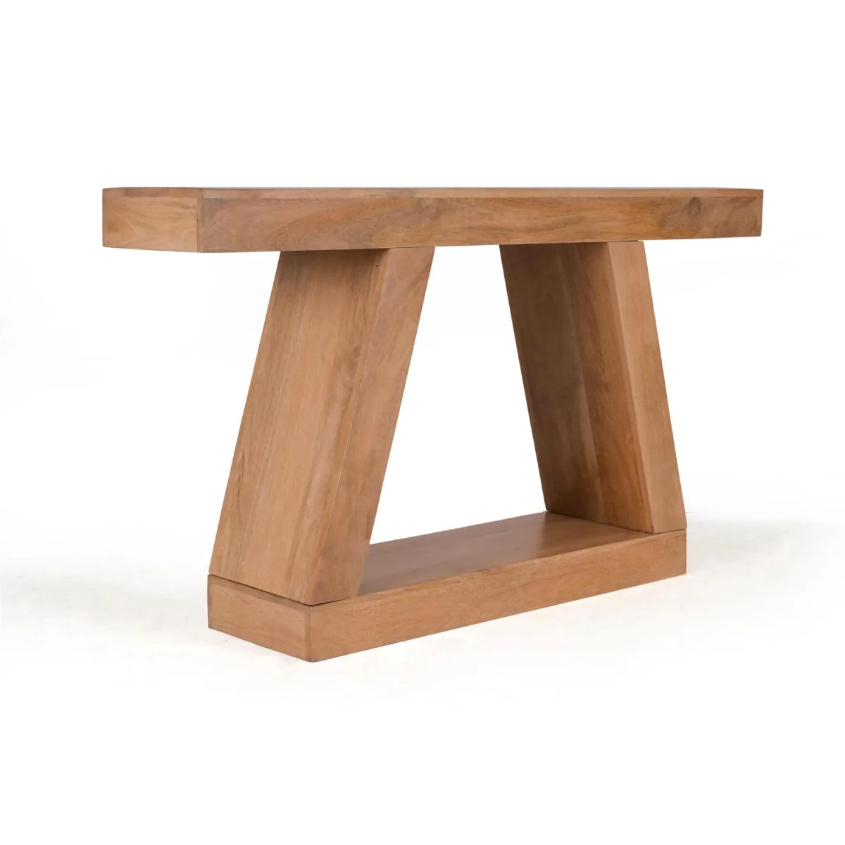 Solid Mango Wood Console Telephone Table - Light Oak – image 2