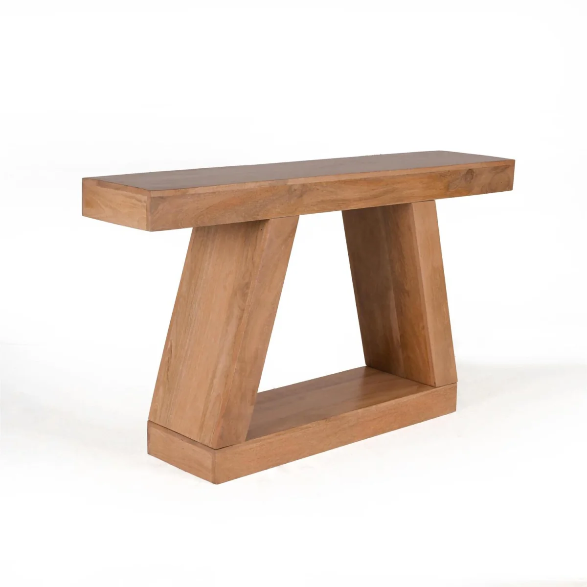 Solid Mango Wood Console Telephone Table - Light Oak – image 4