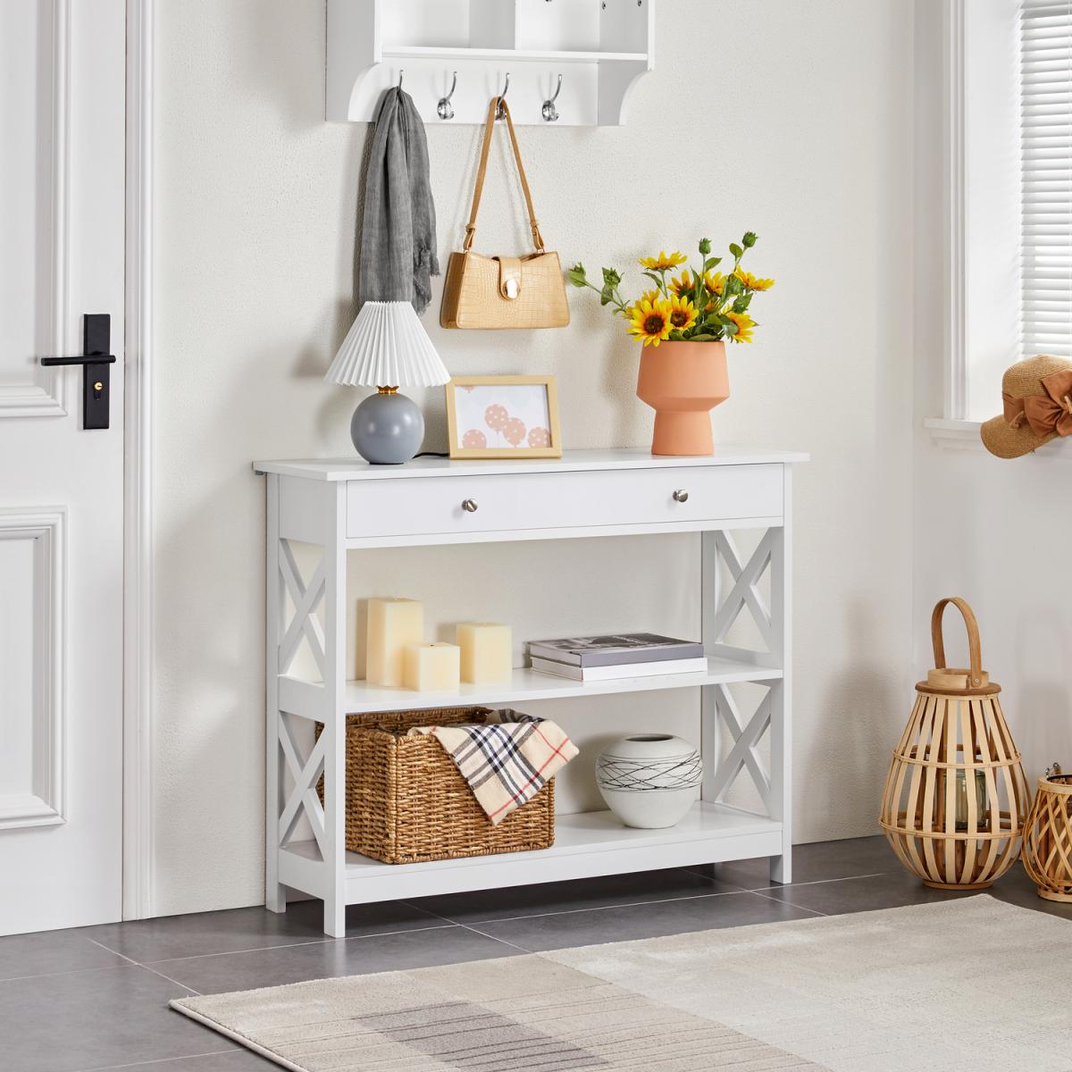 Wooden Console Table Versatile Entryway Table - White – image 5