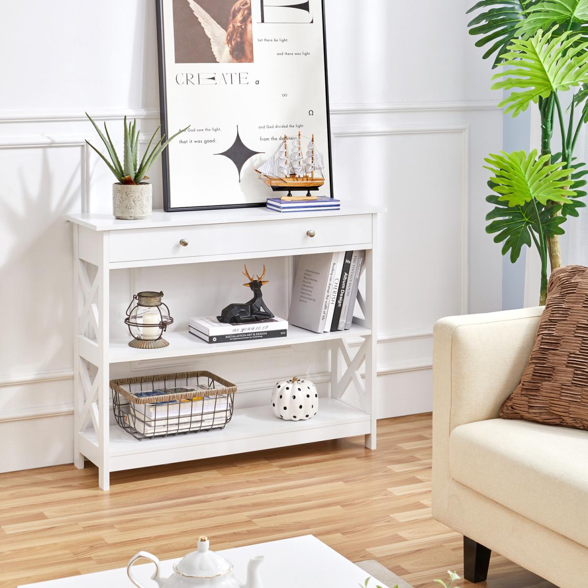Wooden Console Table Versatile Entryway Table - White – image 6