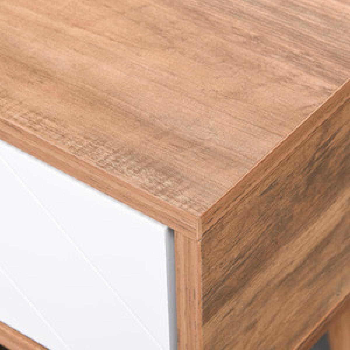 Console Table with 2 Drawers & Solid Pine Legs - White and Brown – image 7