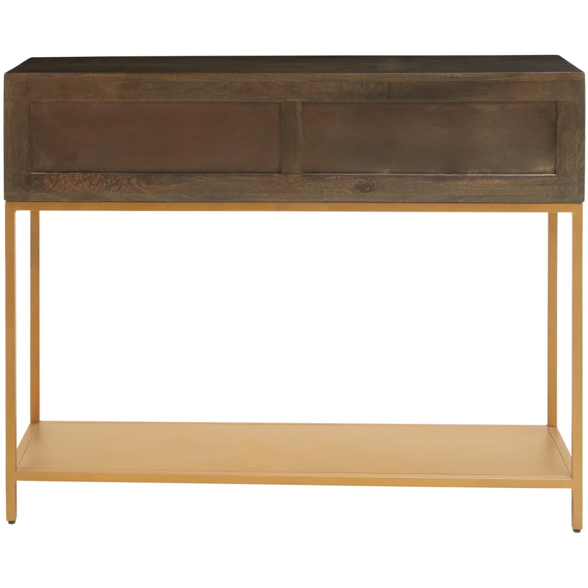 Patna Grey Finish Mango Wood Console Table with Drawers - Gold – image 3