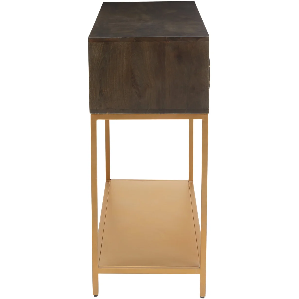 Patna Grey Finish Mango Wood Console Table with Drawers - Gold – image 4