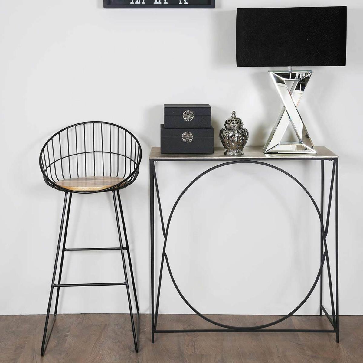 Black and Nickel Metal Console Table, Hallway Table - Silver – image 4