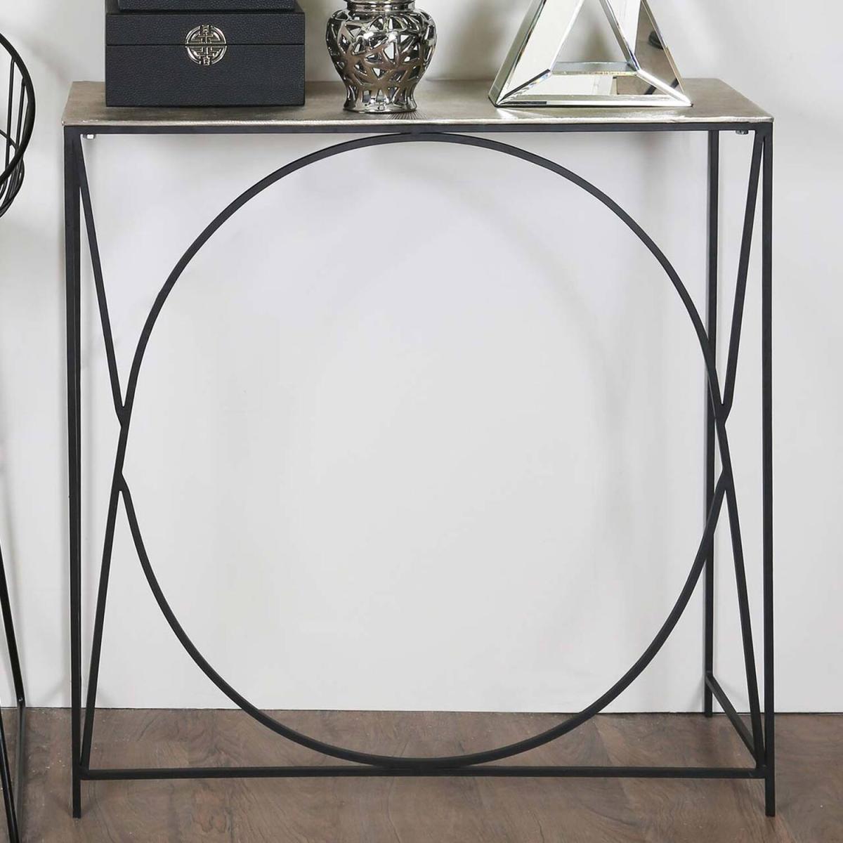 Black and Nickel Metal Console Table, Hallway Table - Silver – image 1