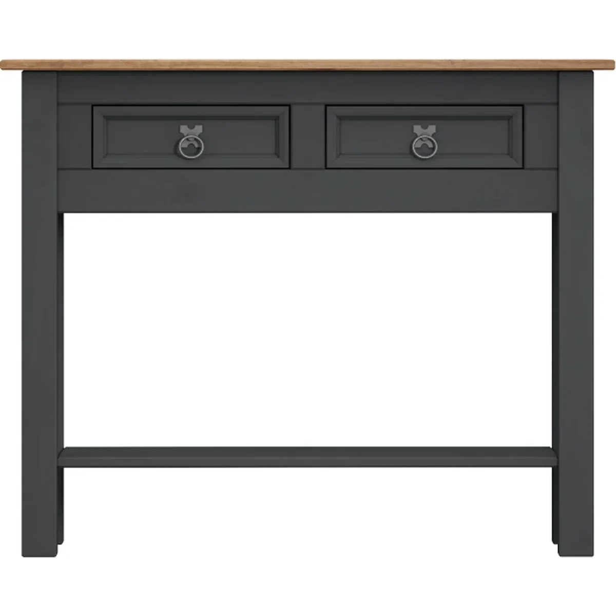Corona 2 Drawer Console Table with Shelf - Distressed Charcoal Wax – image 3