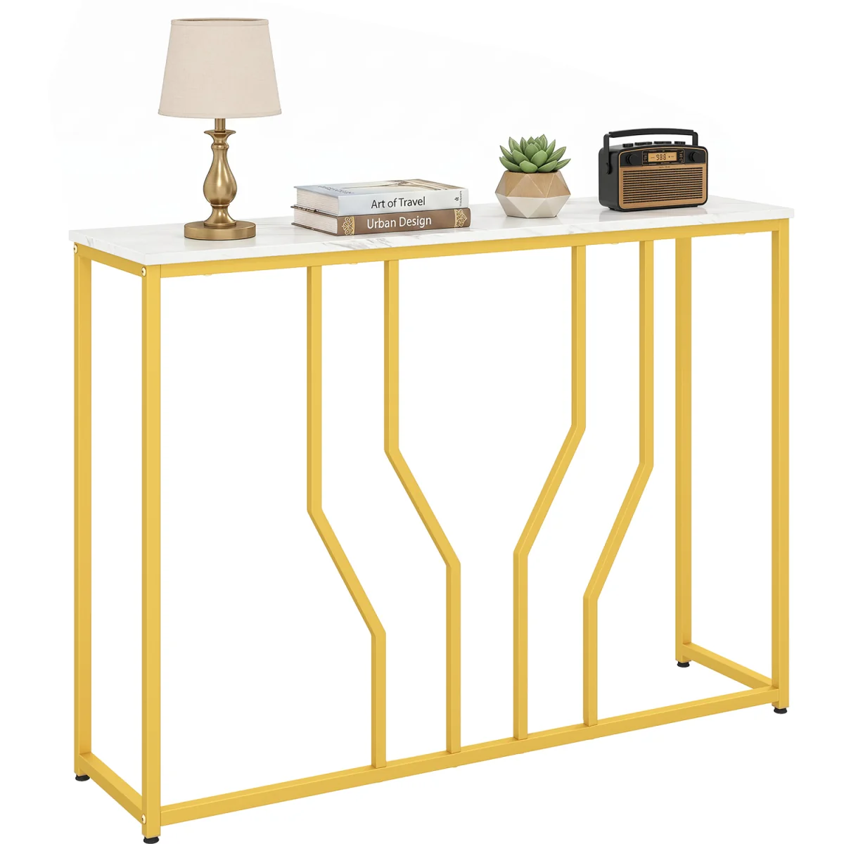 Modern White Marble Entryway Table - White – image 2
