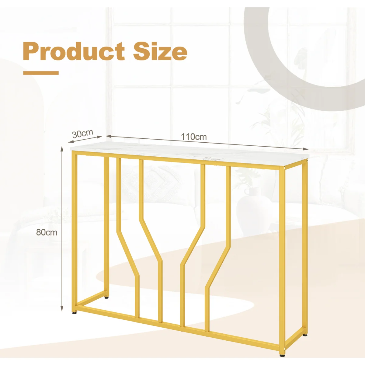 Modern White Marble Entryway Table - White – image 3