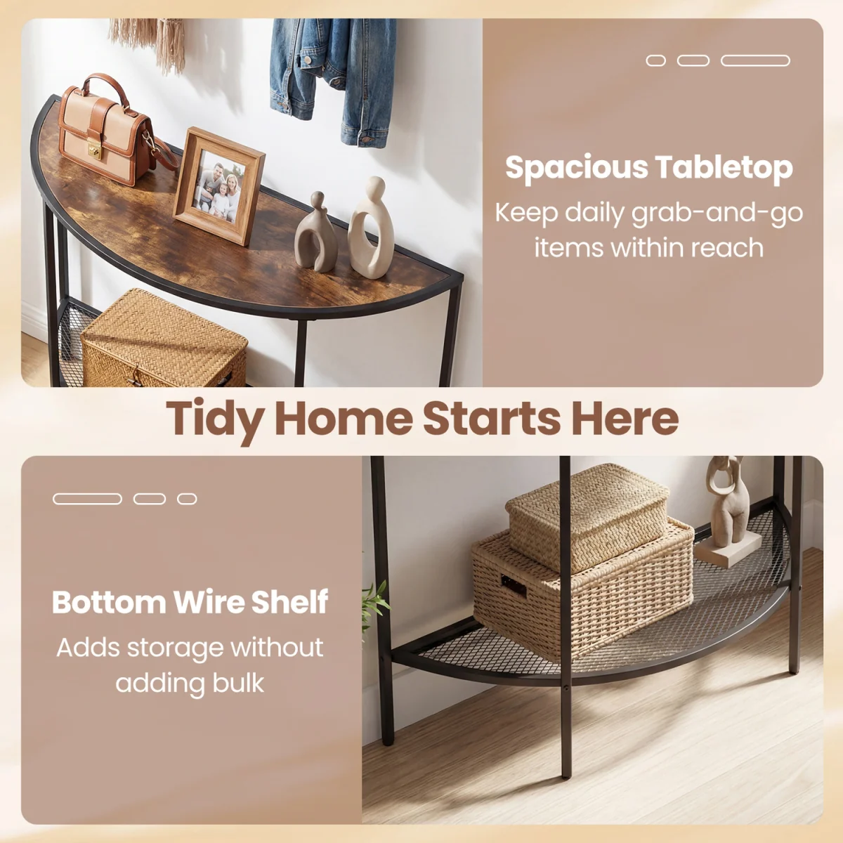 2 Tier Narrow Entryway Table - Brown – image 6