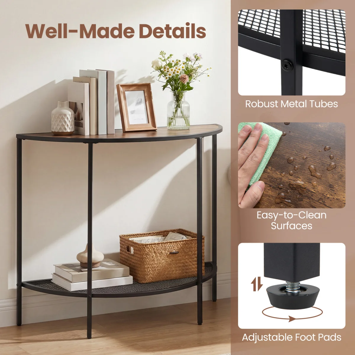 2 Tier Narrow Entryway Table - Brown – image 8