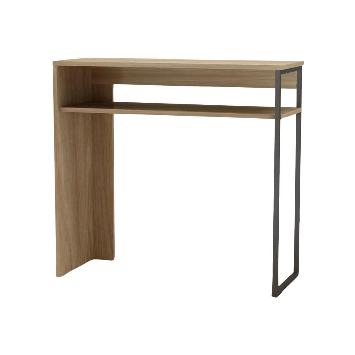2 Tier Console Table With Steel Frame Hallway Furniture - Brown