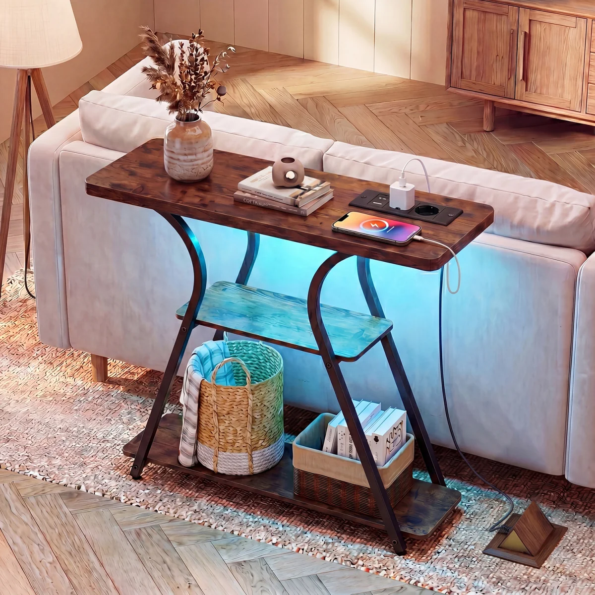 3 Tier Entryway Tabler - Rustic Brown – image 3
