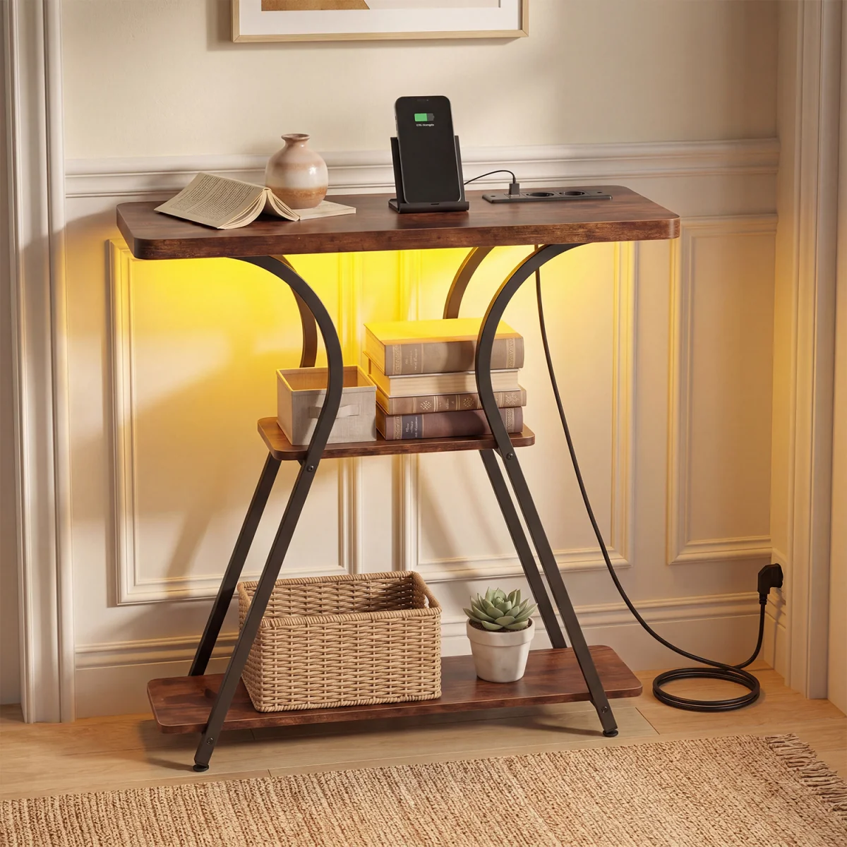 3 Tier Entryway Tabler - Rustic Brown – image 4