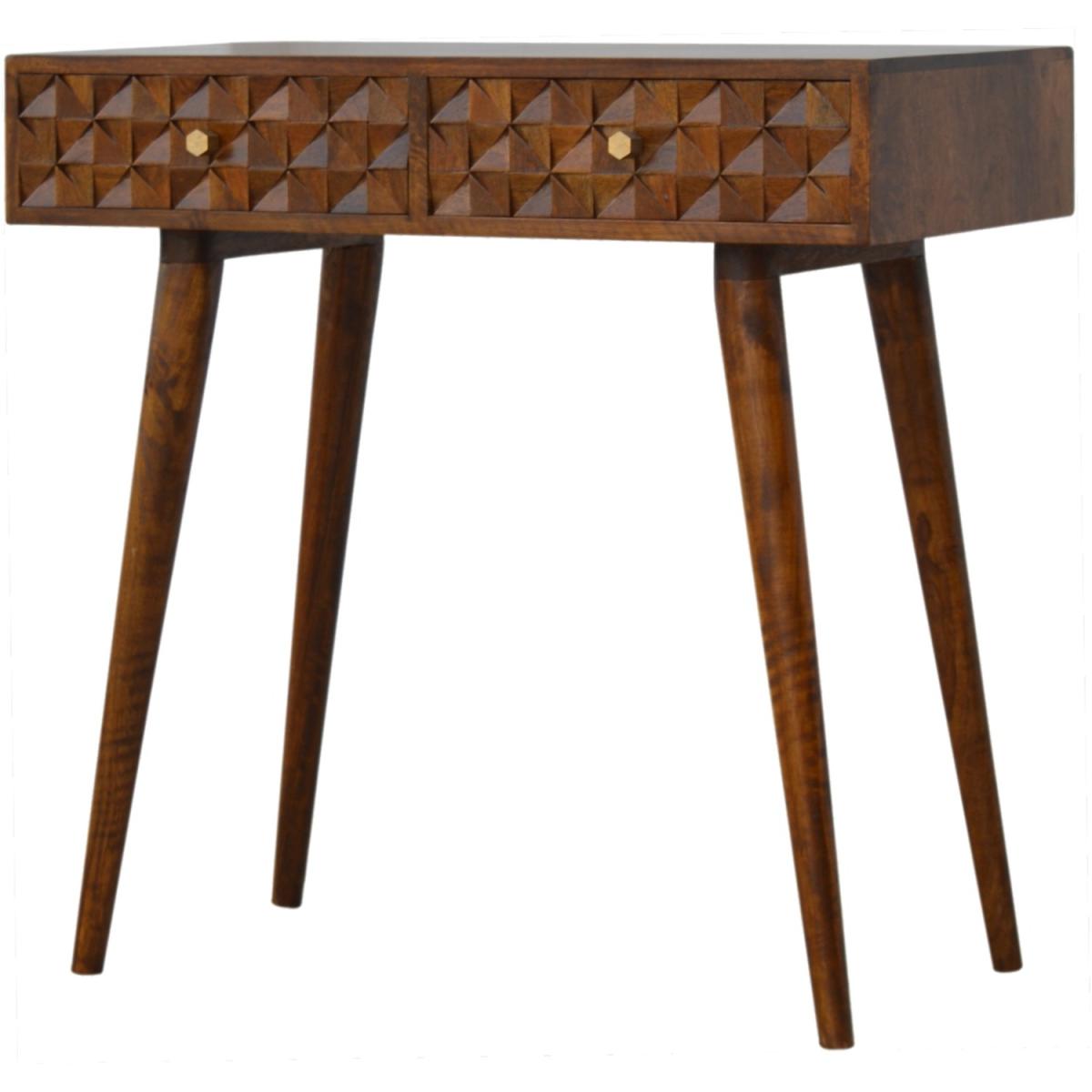 Chestnut Diamond Carved Console Table - Brown – image 2