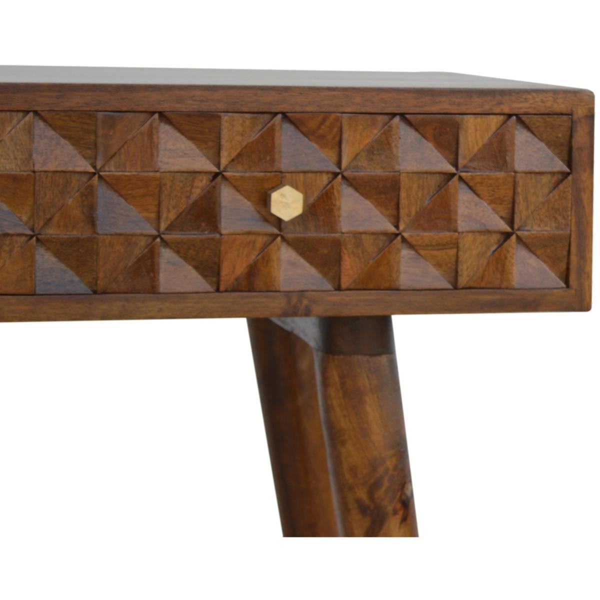 Chestnut Diamond Carved Console Table - Brown – image 3