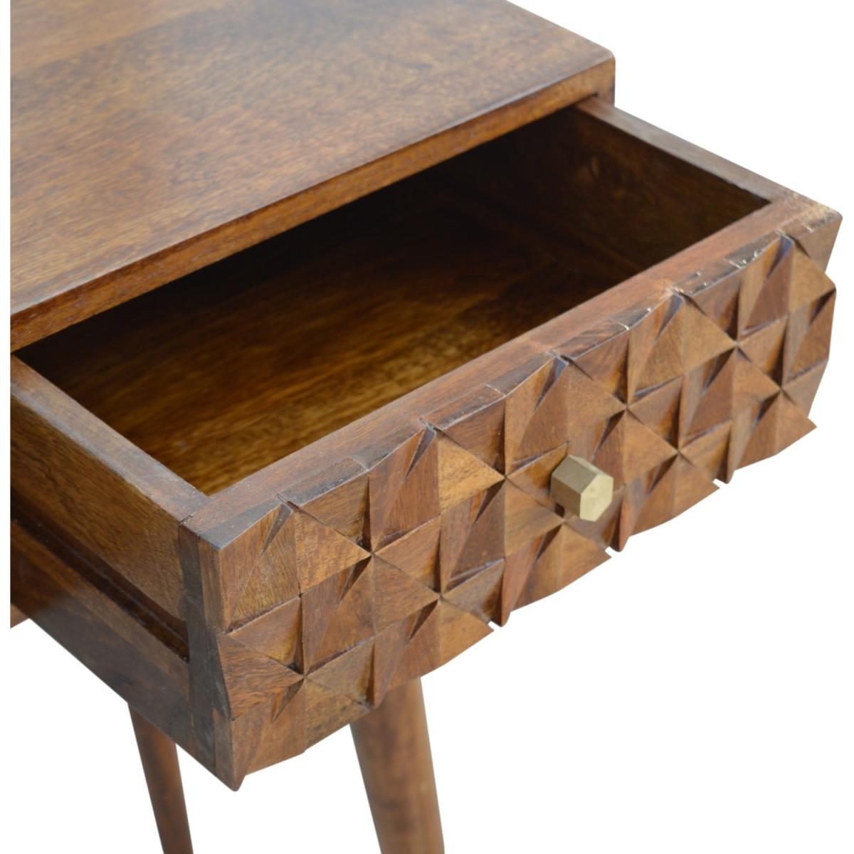Chestnut Diamond Carved Console Table - Brown – image 4