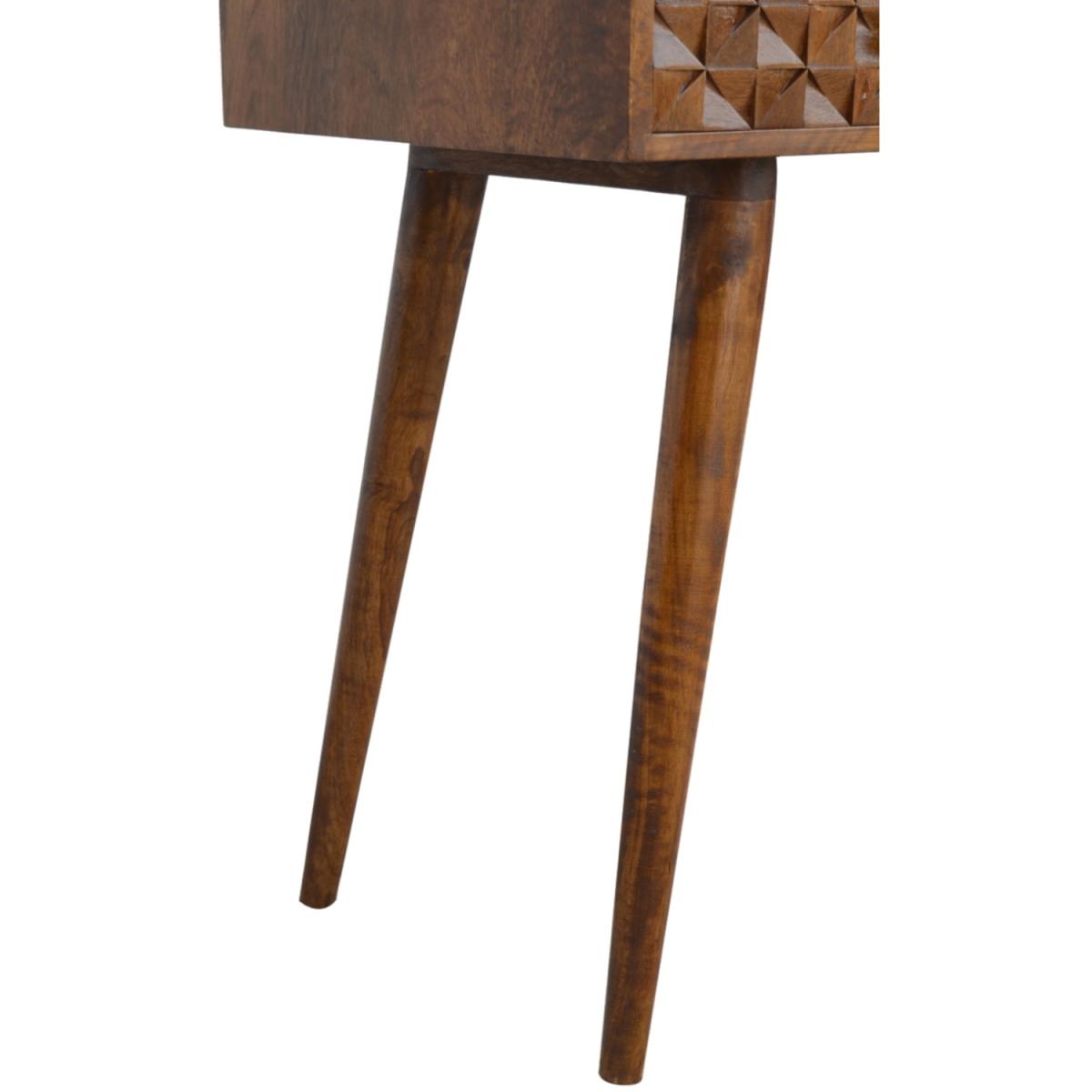 Chestnut Diamond Carved Console Table - Brown – image 5