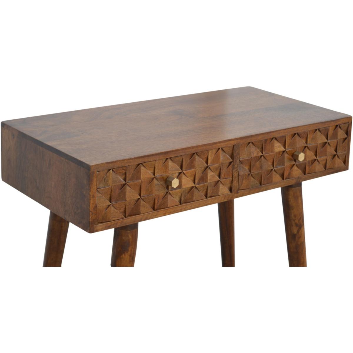 Chestnut Diamond Carved Console Table - Brown – image 6