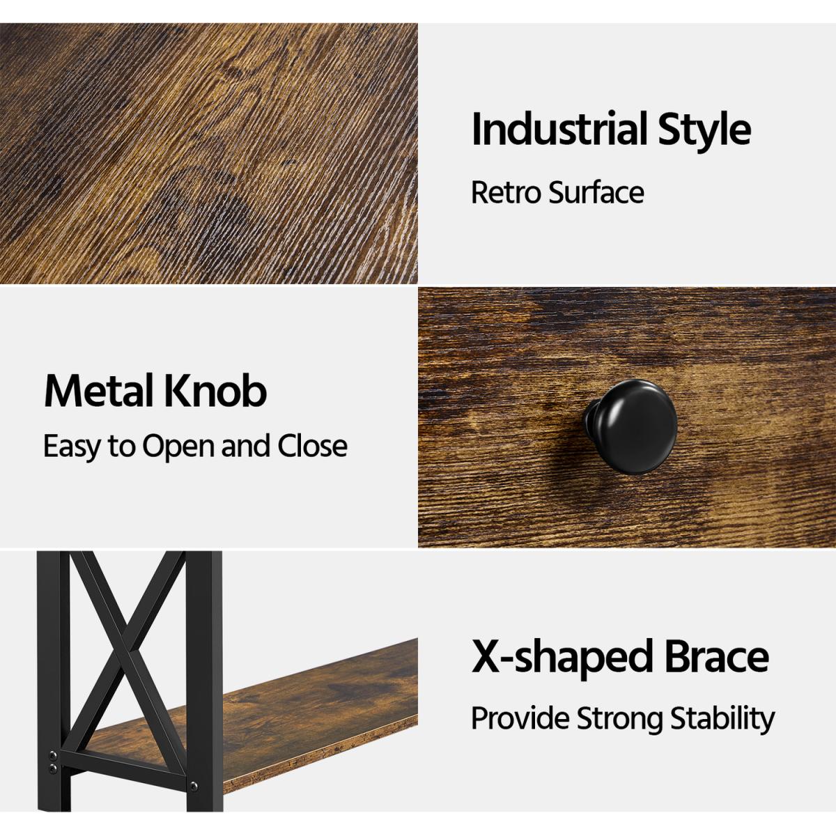 Wooden Console Table - Rustic Brown – image 2