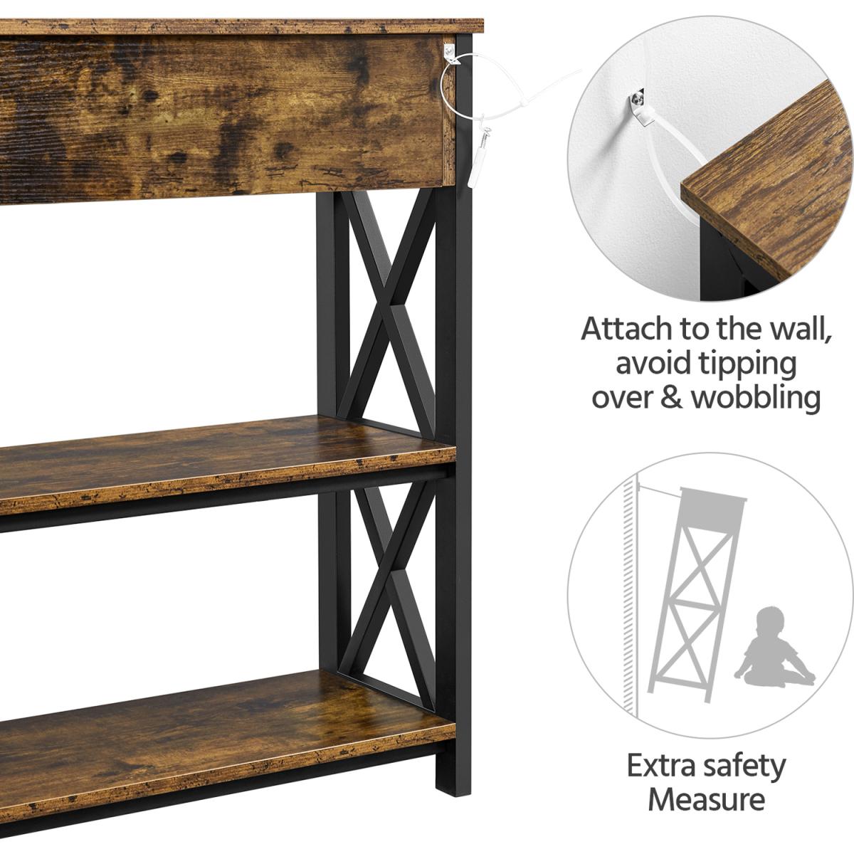 Wooden Console Table - Rustic Brown – image 3