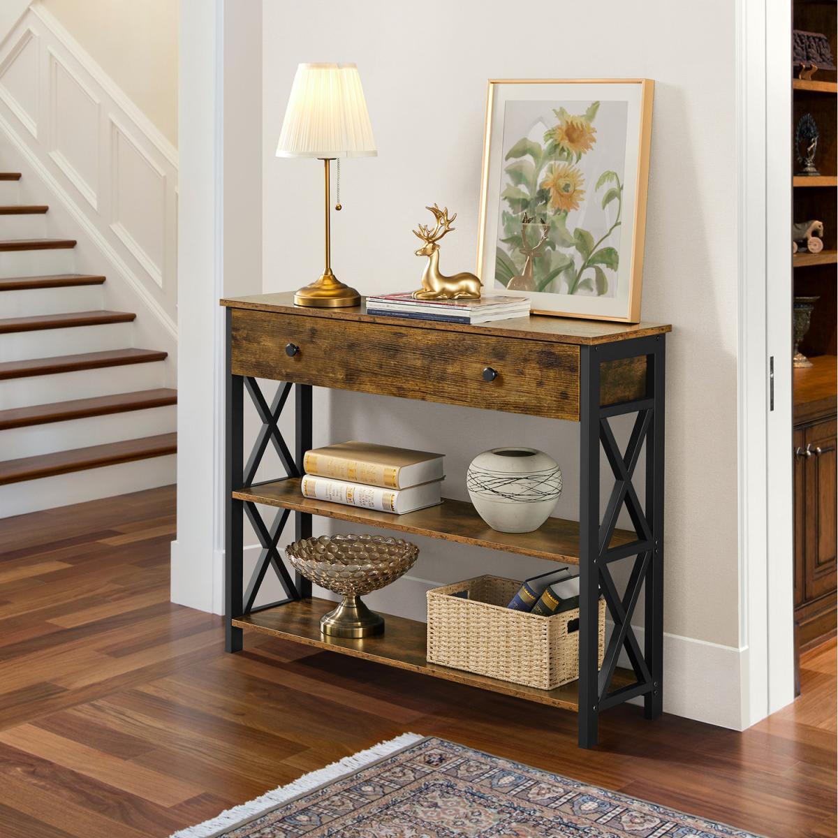 Wooden Console Table - Rustic Brown – image 8