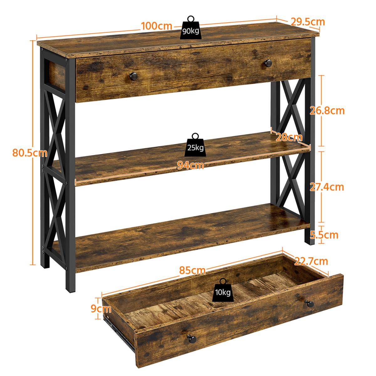 Wooden Console Table - Rustic Brown – image 9