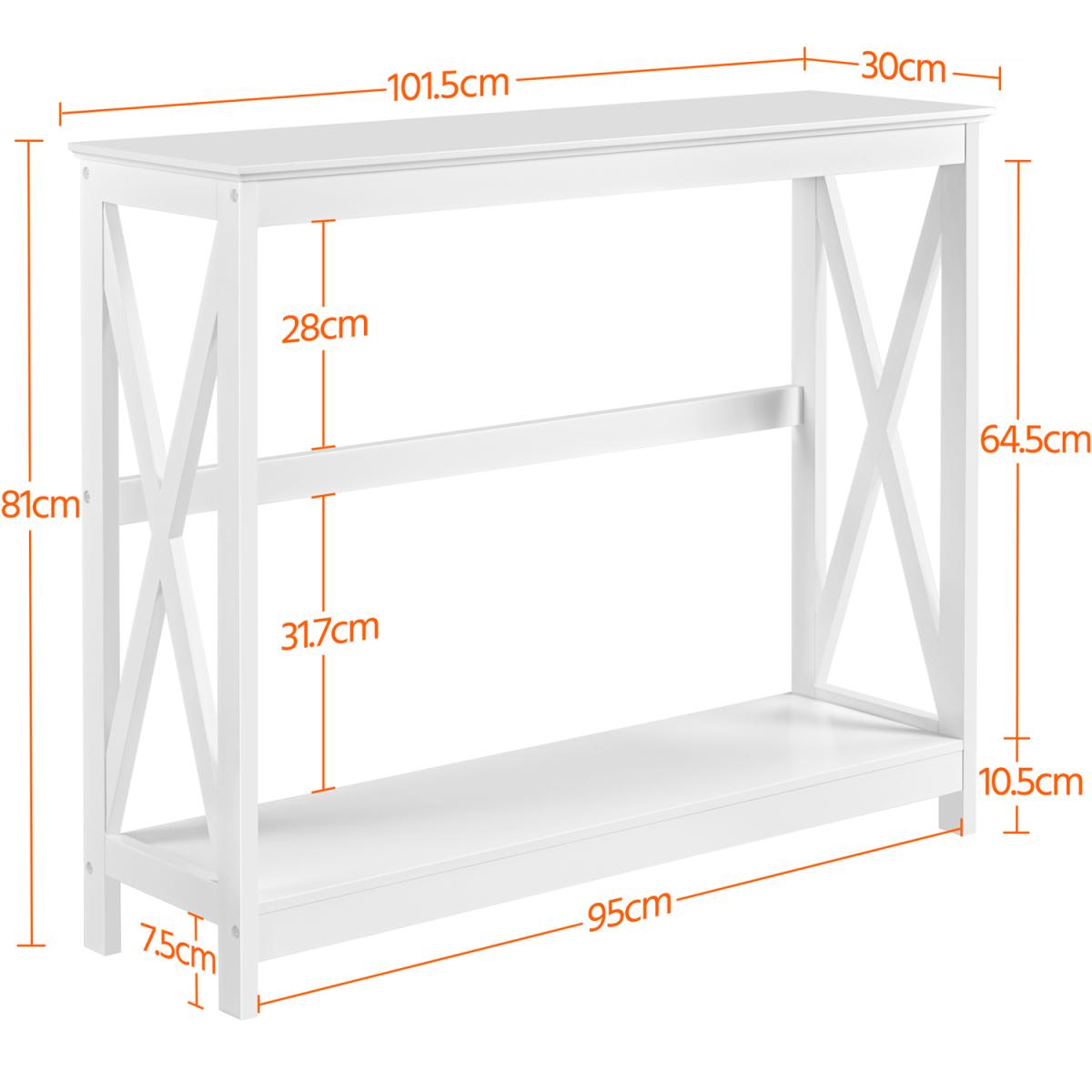 2-Tier Narrow Industrial Side Console Table - White – image 5