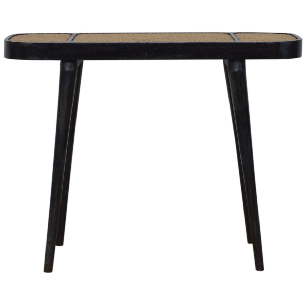 Modern Hand Crafted Ash Black Rattan Console Table - Black – image 2