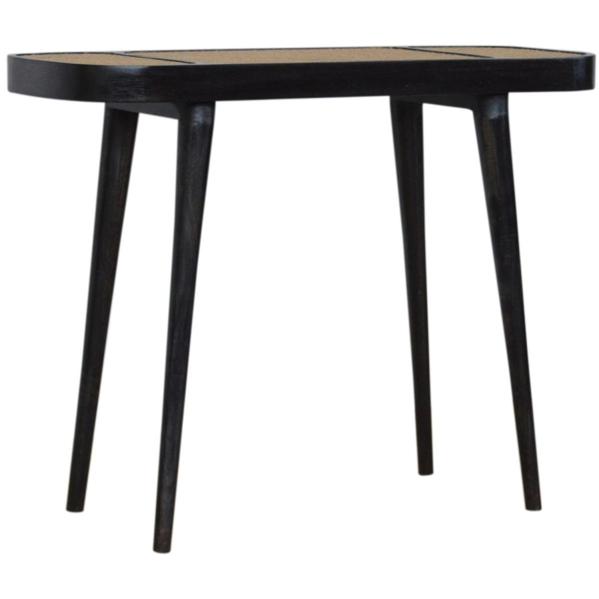 Modern Hand Crafted Ash Black Rattan Console Table - Black – image 3