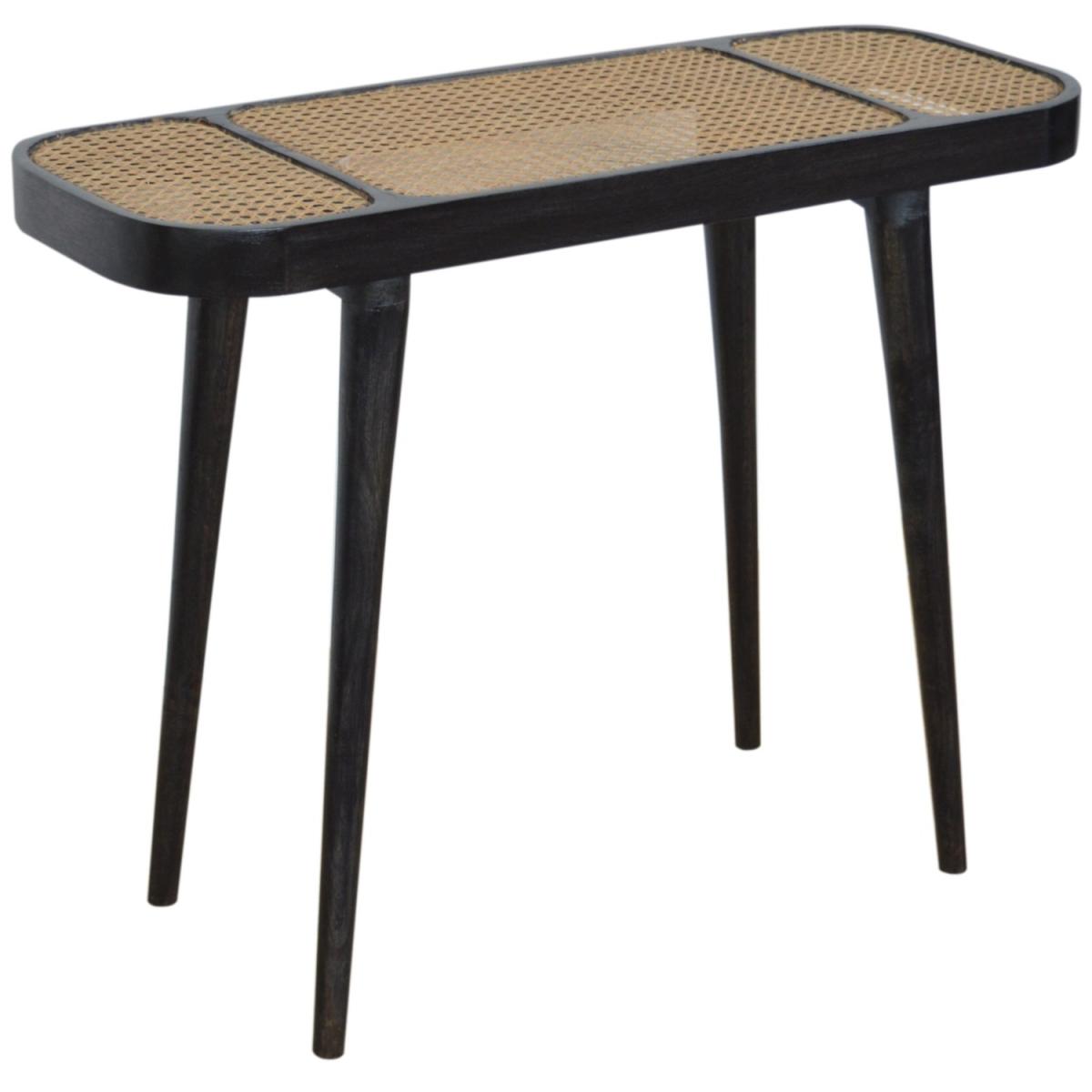 Modern Hand Crafted Ash Black Rattan Console Table - Black – image 4