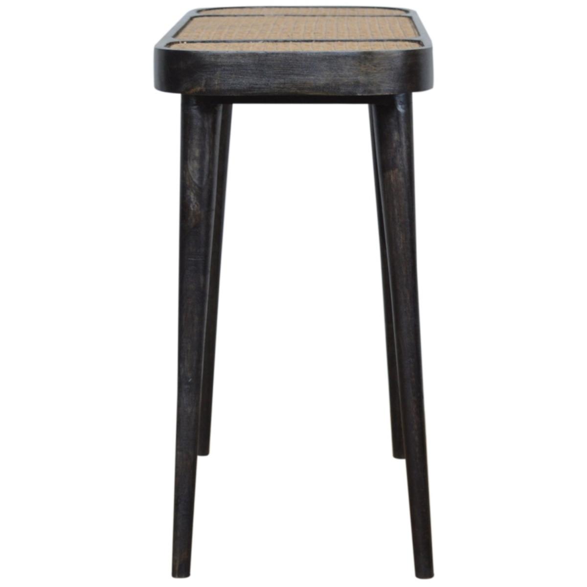 Modern Hand Crafted Ash Black Rattan Console Table - Black – image 8