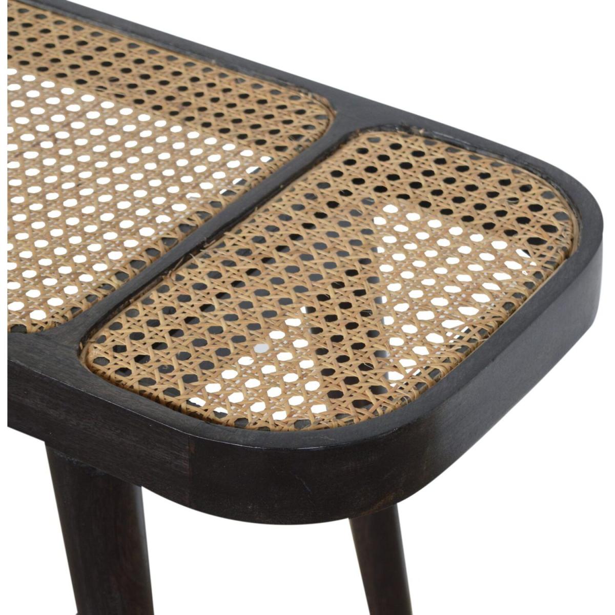 Modern Hand Crafted Ash Black Rattan Console Table - Black – image 9