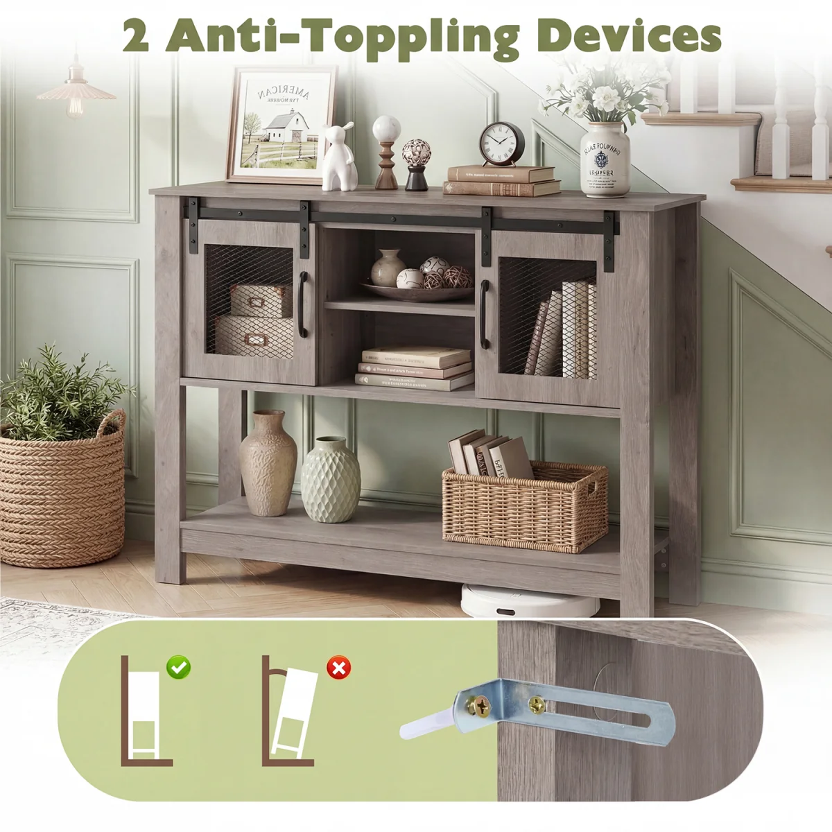 Farmhouse Entryway Storage Console Table – image 7